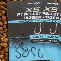 Matrix X5 F1 Pellet Rigger Barbless Eyed Hooks